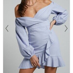 Showpo Mini Blue Long sleeve Dress Size US 6